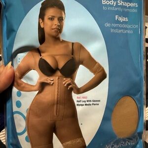 Express Tan Body Shaper with Sleeves